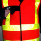 Red ANSI II Break-Away Vest with fluorescent yellow reflective stripes and Velcro fastening