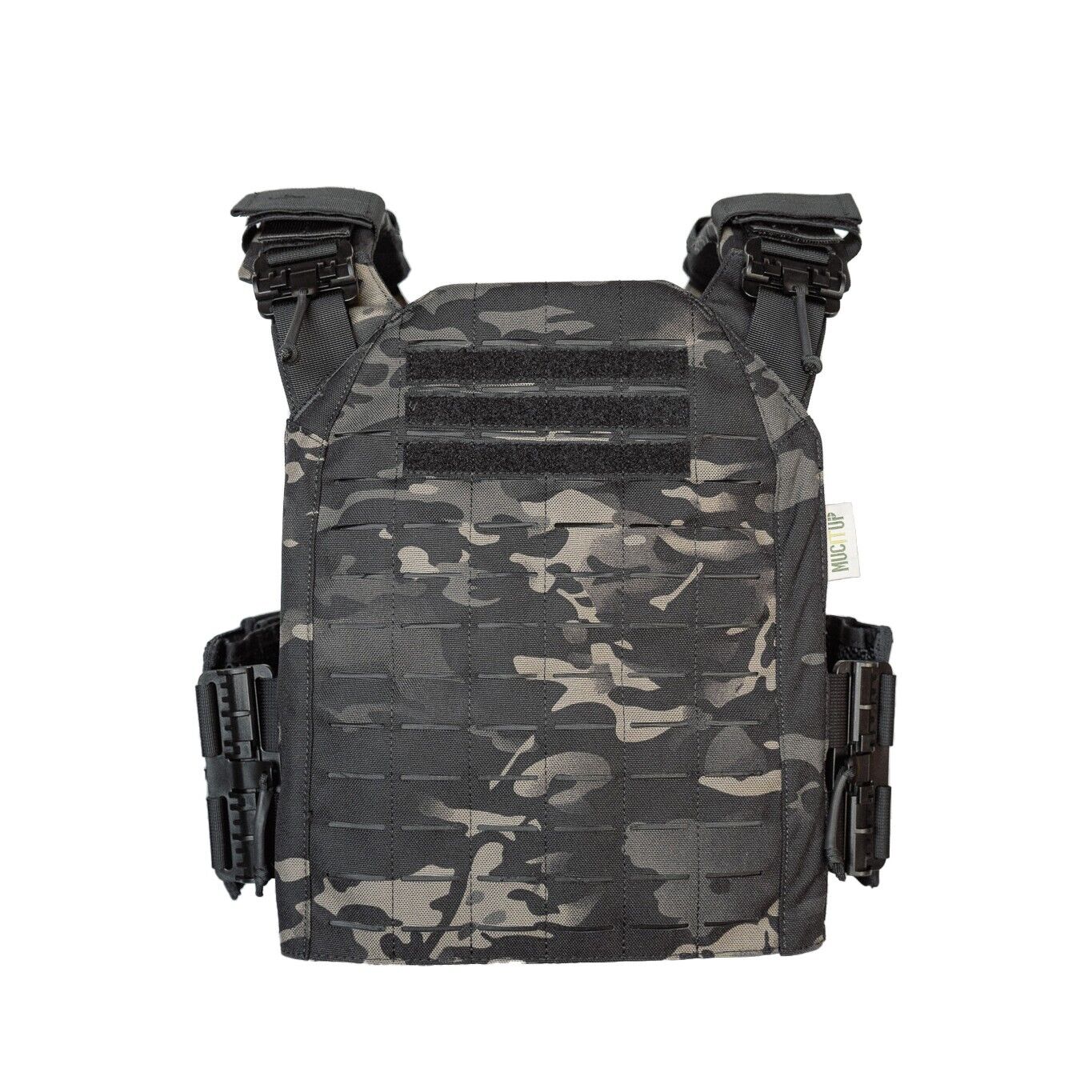 MUCTAC Plate Carrier 10x12 in black color, highlighting its heavy-duty construction ideal for demanding environments.