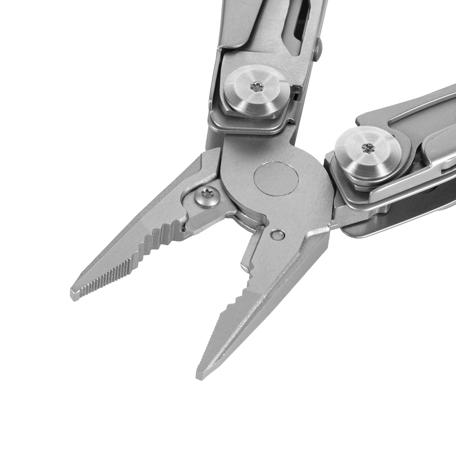 Detailed view of the knife and scissors of M-Tac Multitool Type 7 showcasing versatility for outdoor tasks.