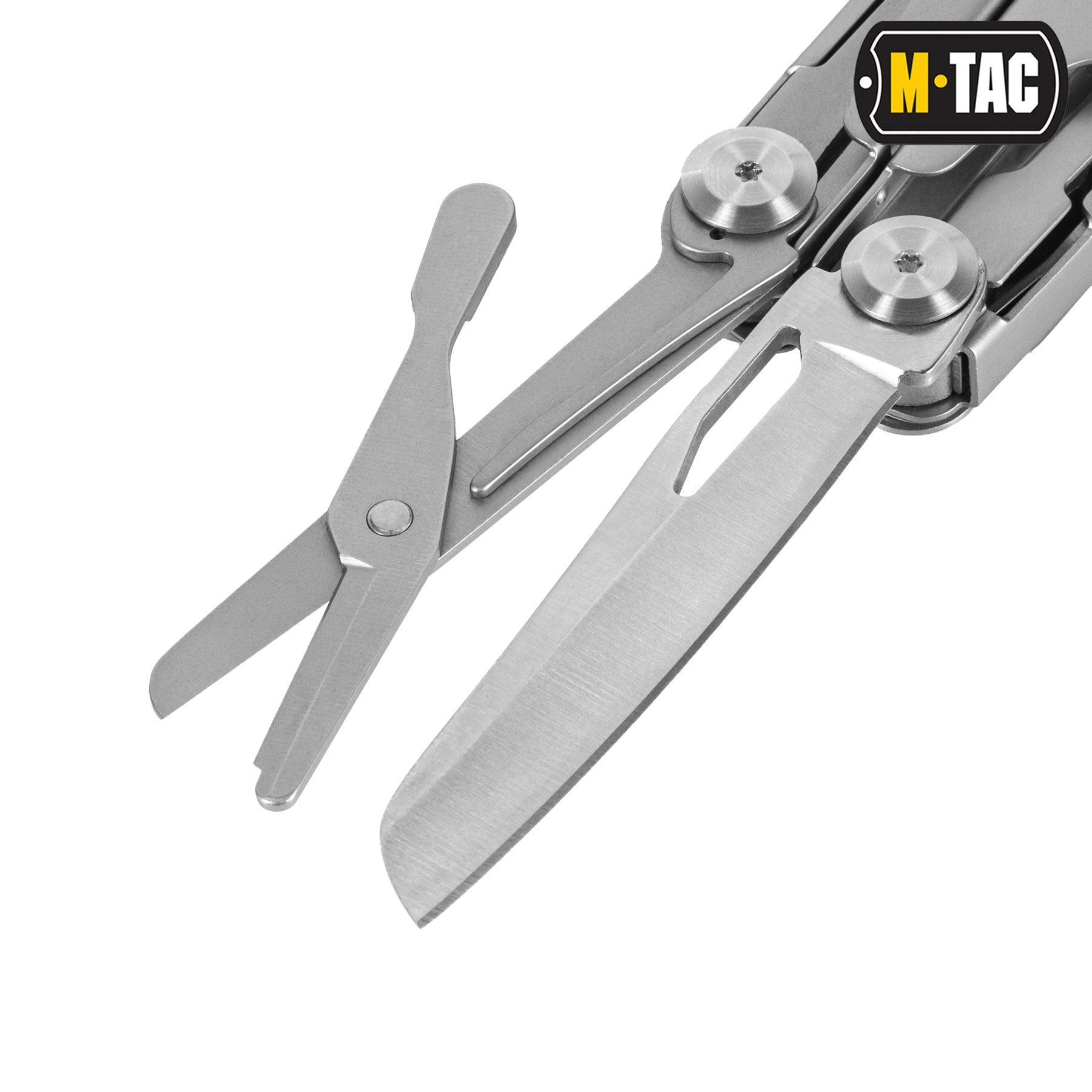 M-Tac Multitool Type 7 displaying its compact design and multiple tools including pliers, knife, and screwdrivers, perfect for hiking and everyday carry.