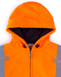UHV425 HiVis Soft Shell Full Zip Hoodie with detailed stitching and design. Dependable hi vis hoodie for any outdoor adventure.