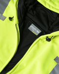 UHV425 HiVis Soft Shell Full Zip Hoodie featuring water-repellent design. The ideal hi vis hoodie for outdoor durability.