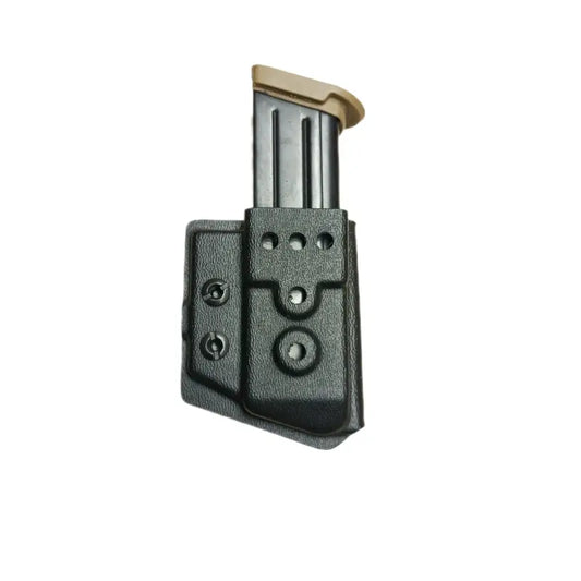 Black Kydex magazine holster with snap retention for 9/40/357 Double Stack Magazine Carrier