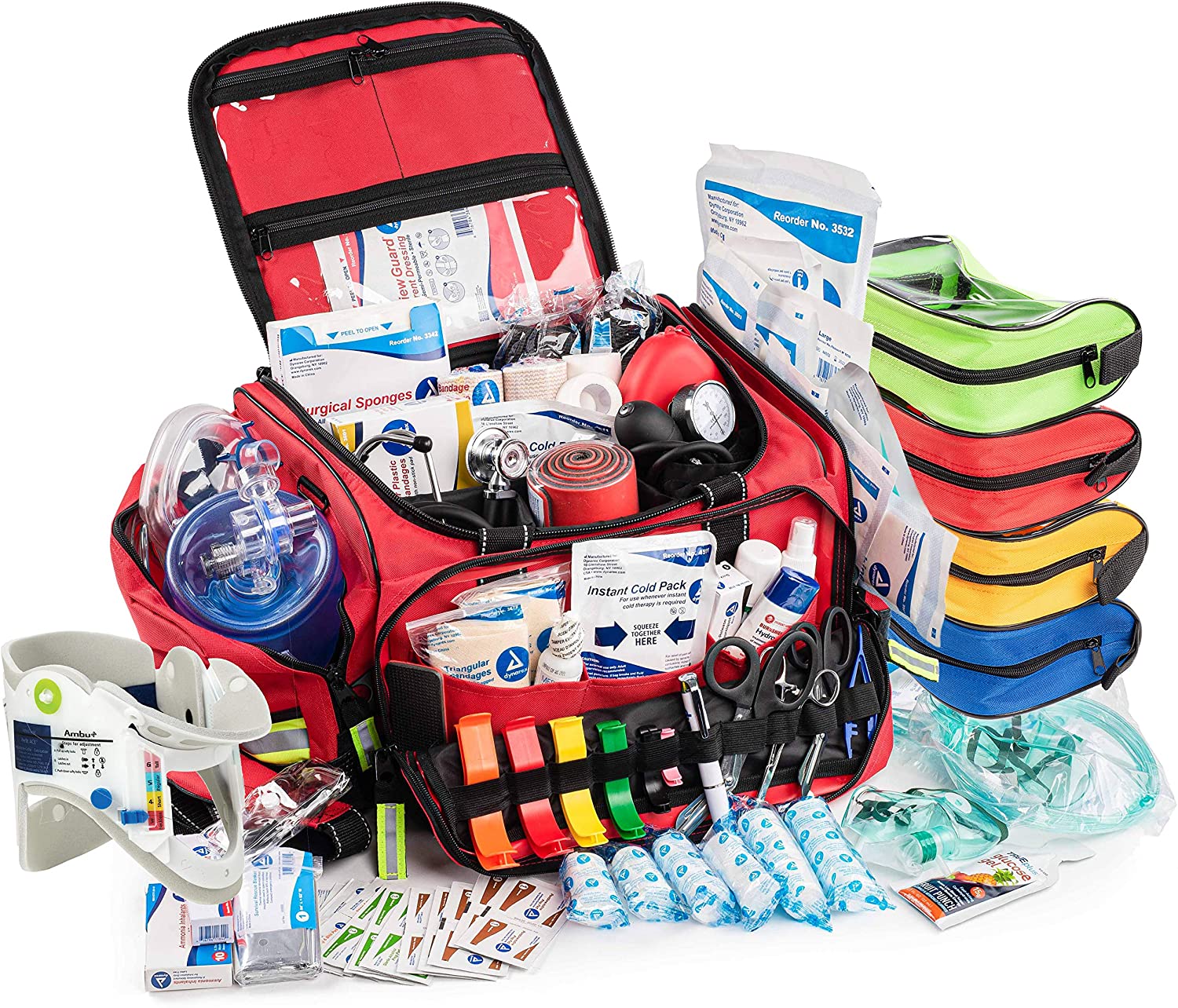 Complete contents of the Scherber Premium First Responder Trauma Kit - Fully Stocked including bandages, gloves, and other essential medical supplies.