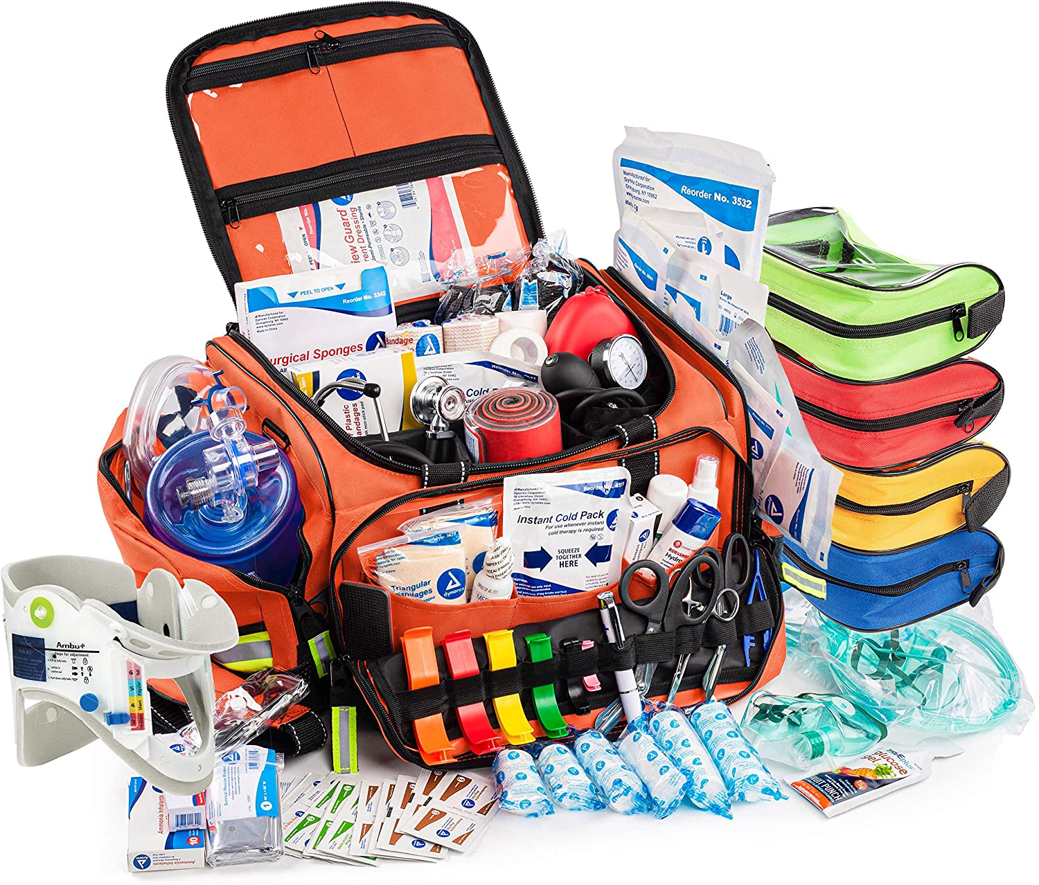 Scherber Premium First Responder Trauma Kit - Fully Stocked displayed in an emergency setting, perfect for EMTs, police, and paramedics.