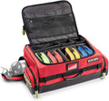 Scherber First Responder O2 Bag equipped for emergency situations displaying organizational system and color-coded pouches.