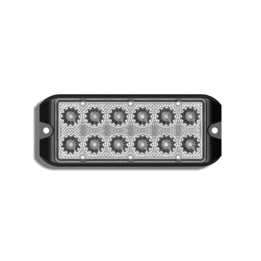 T12 TIR LED Surface Mount Warning Light Head showcasing its powerful beam and durable waterproof design, ideal for enhancing vehicle visibility and safety.
