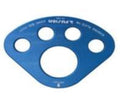 Blue metal climbing hold template on a white background