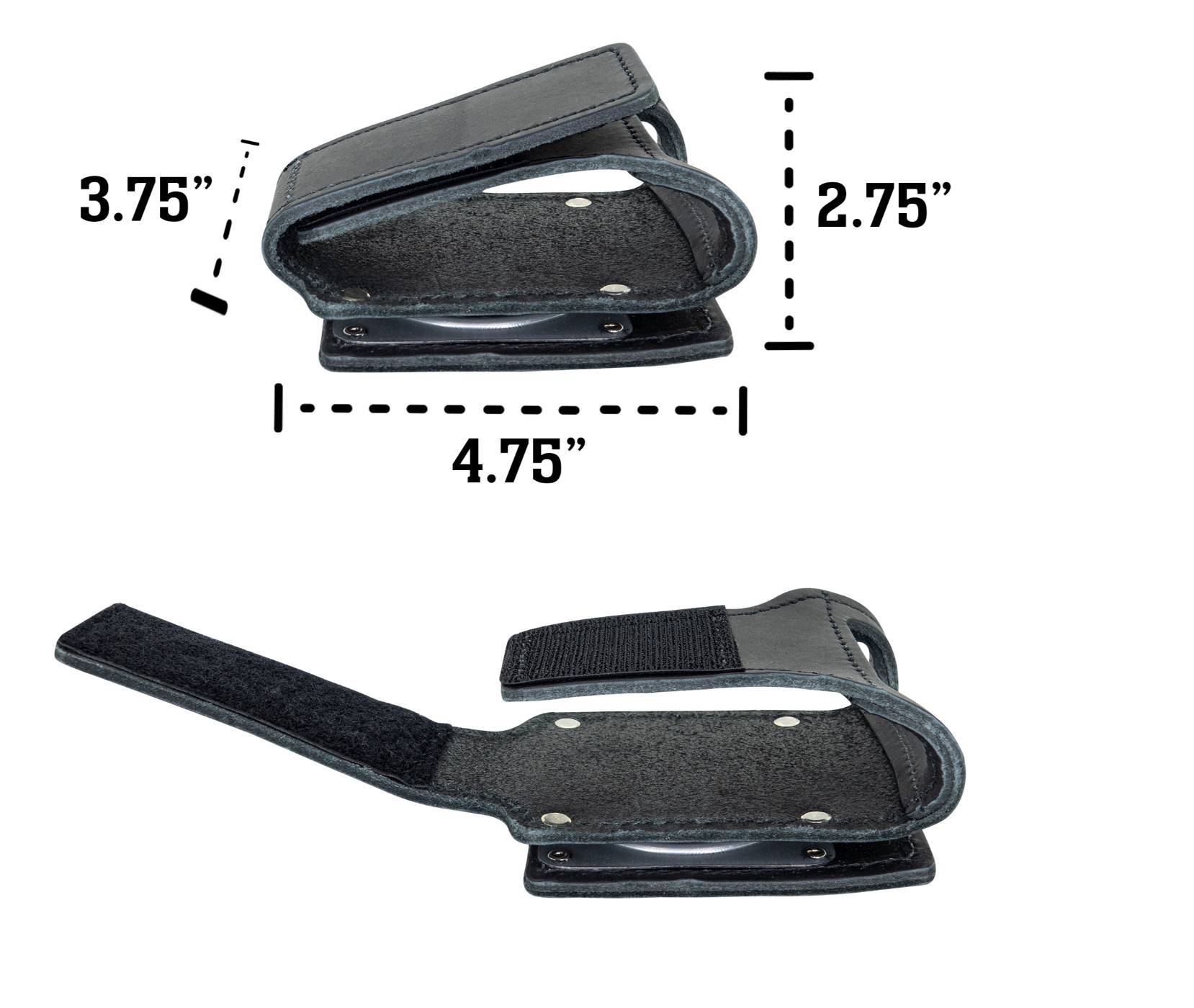 Leather Firefighter Axe Holder with Swivel showcasing heavy-duty design and stainless steel clips for secure attachment.