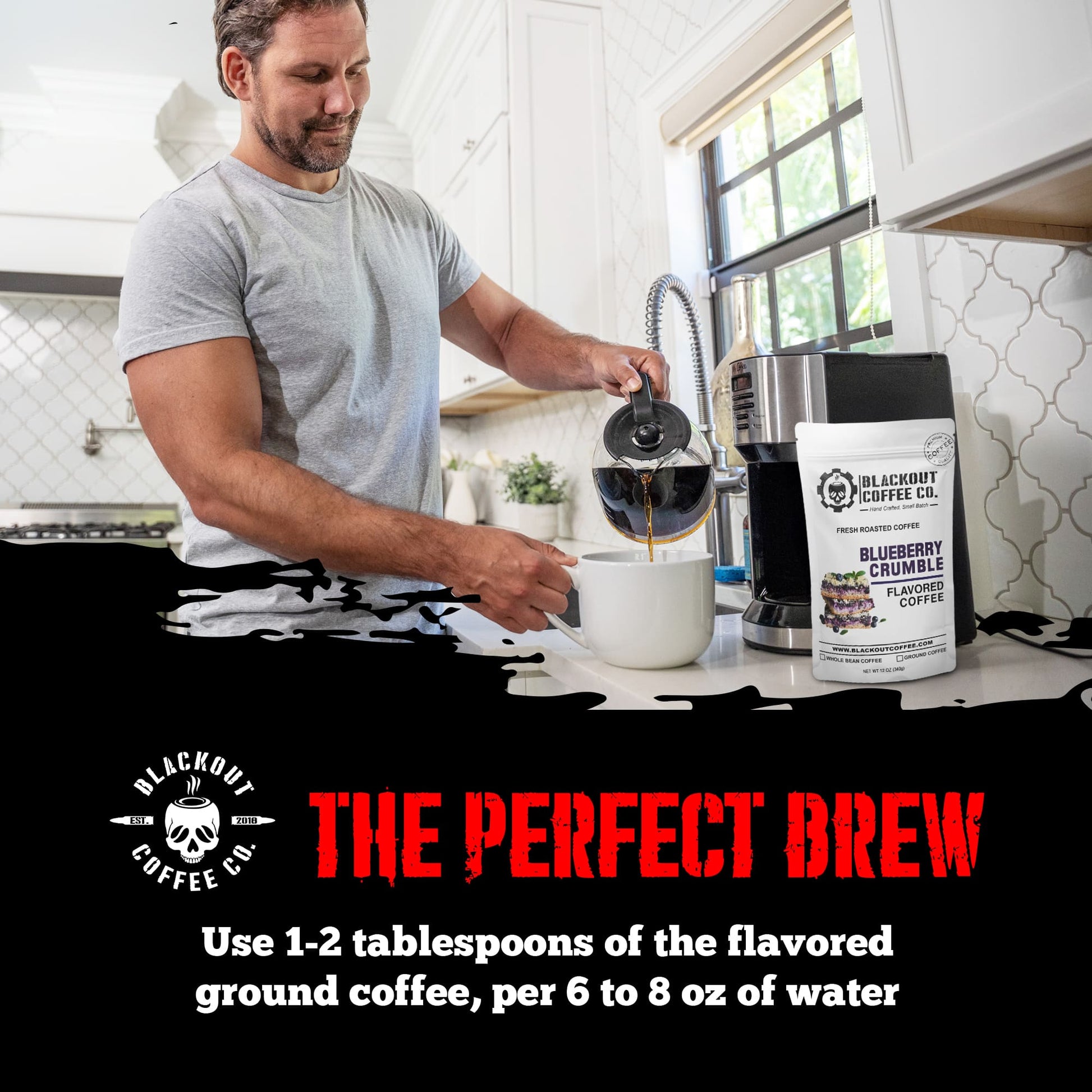 A delightful display of various coffee blends including Blueberry Crumble Flavored Coffee, highlighting flavor variety.