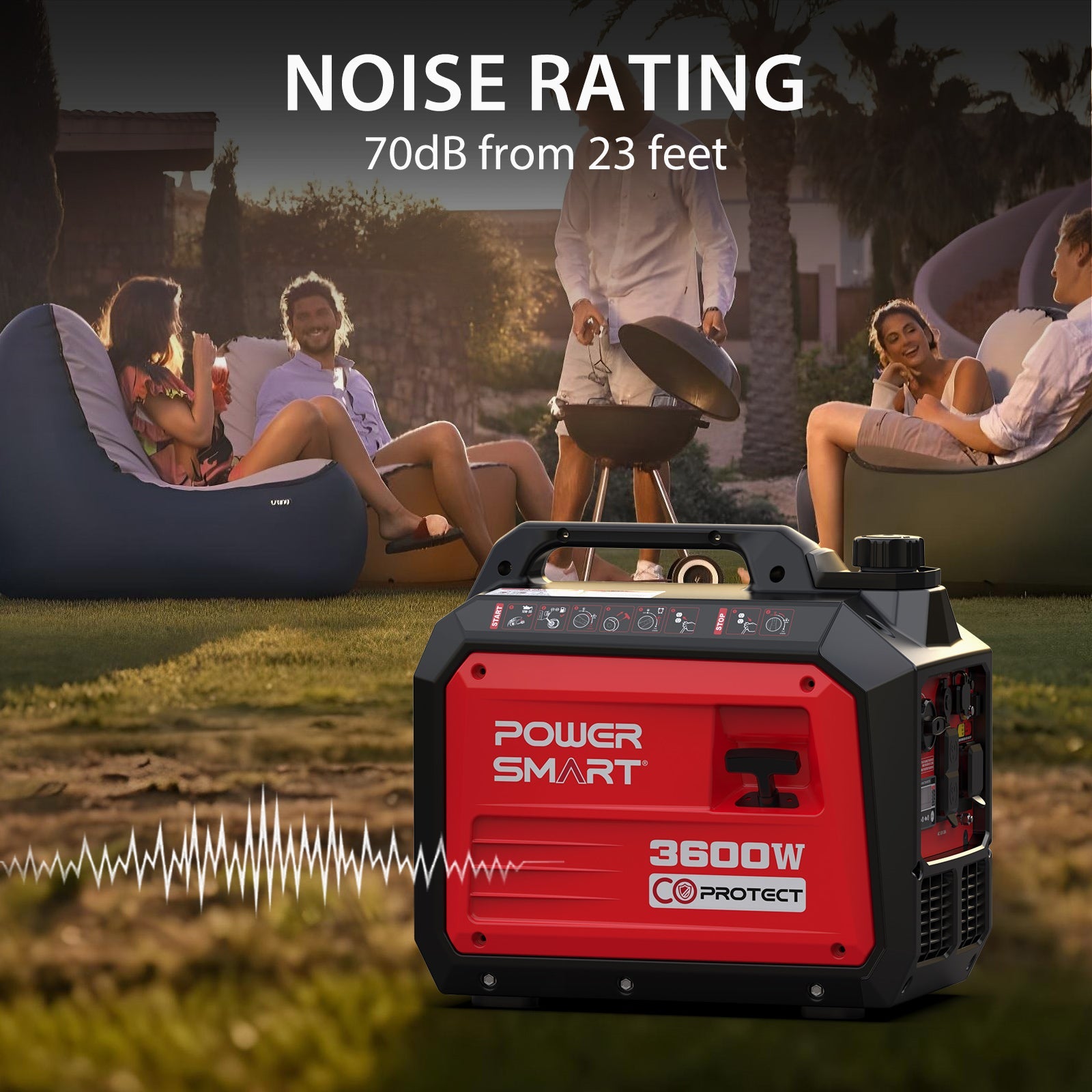 3600W Inverter Gas Generator w/ CO Alert DL5035C demonstrating low noise levels, making it a top choice for a quiet inverter generator.