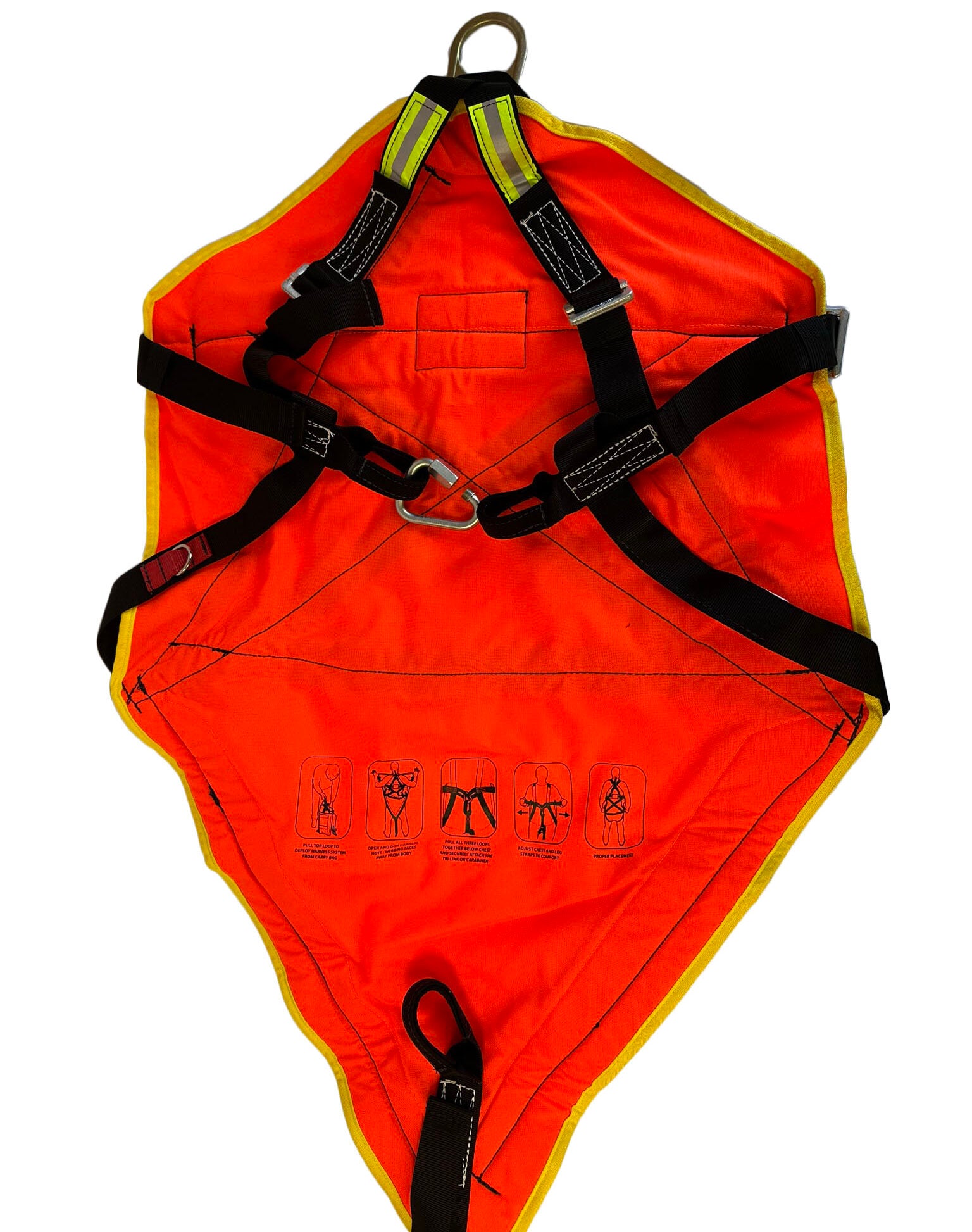 EZ DON Emergency Rescue Harness System displayed in action, showcasing its lightweight and quick deployment features as an essential emergency rescue harness.