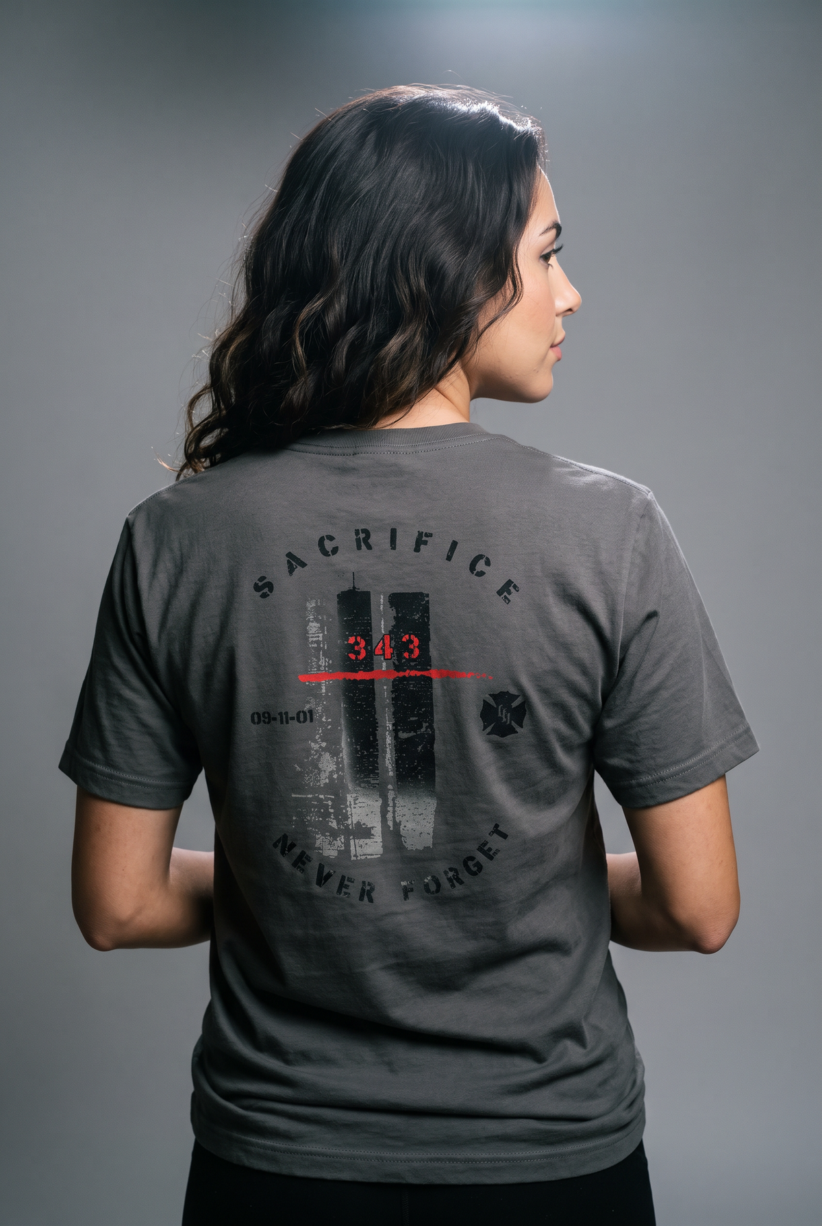 9/11 Never Forget 343 Twin Towers Premium Tee - view 2