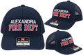 Richardson SnapBack and FlexFit firefighter hats in navy and black laid flat
