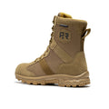 Close-up of the ROCKROOSTER Colmar Coyote 8 inch Suede Leather Waterproof Tactical & Military Boots AB500 highlighting the slip-resistant rubber outsole.