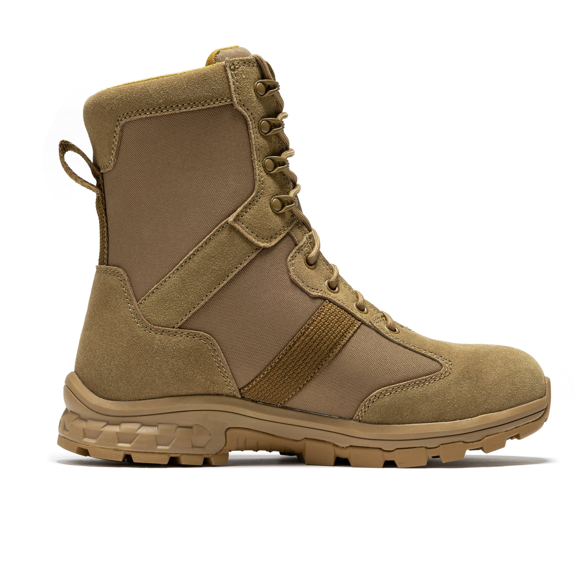 The durable rubber outsole of ROCKROOSTER Colmar Coyote Tactical Boots AB500 designed for slip resistance and heat protection.