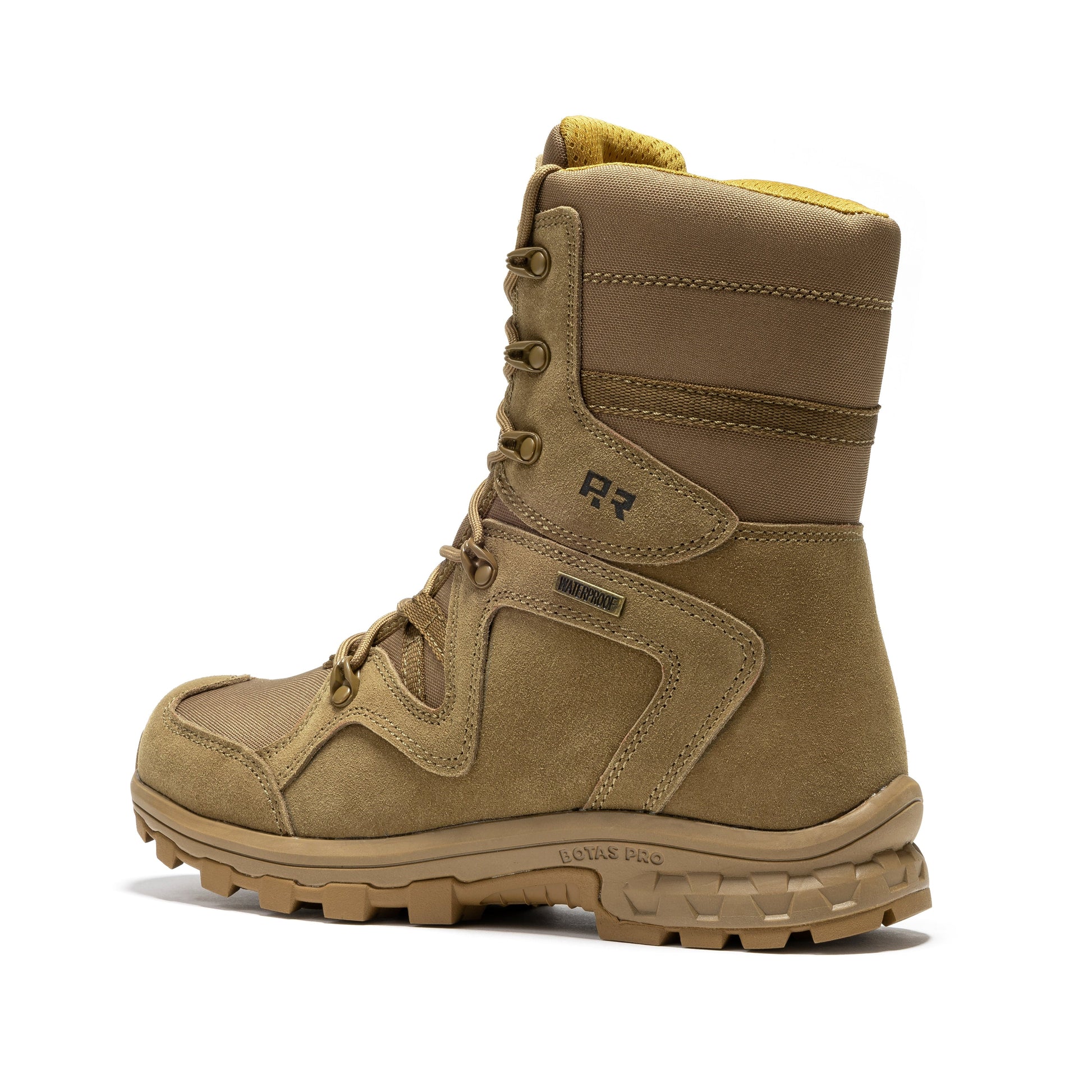Close-up of the suede leather material of ROCKROOSTER Colmar Coyote 8 inch Tactical & Military Boots AB520.