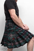 Standard Scottish National Tartan Utility Kilt with a sleek design and pleats, featuring snap closures for a comfortable fit, perfect for modern kilt enthusiasts.