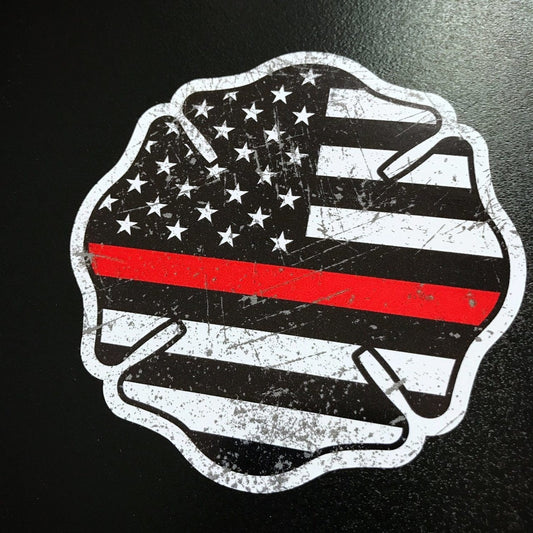 Maltese Cross Thin Red Line American Flag - Decal Chief Miller Apparel