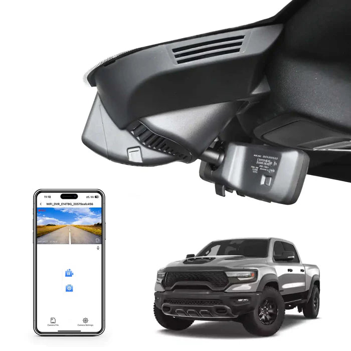 4K dash cam for 5th Gen Dodge RAM with OEM style behind mirror mount