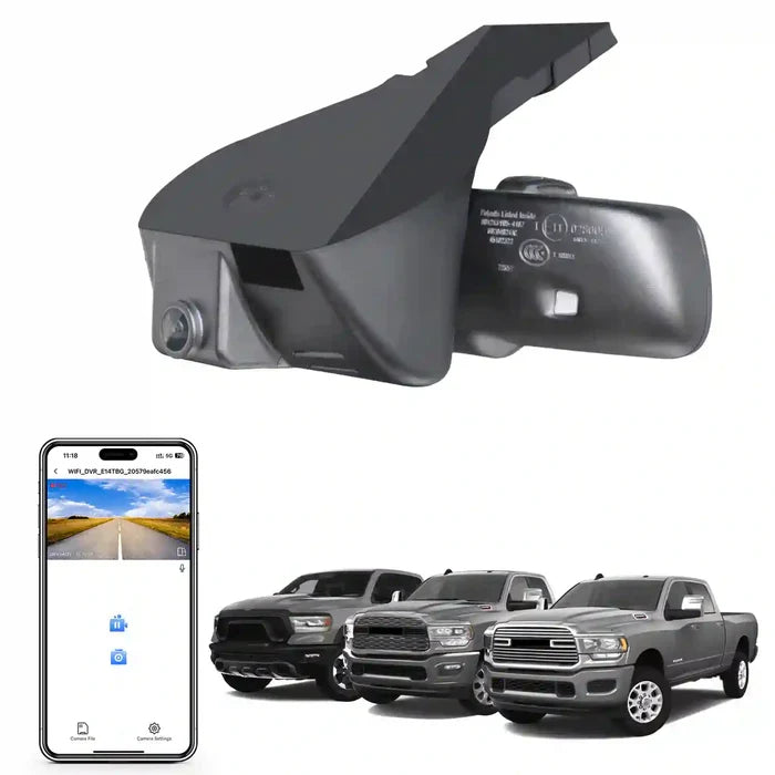 4K custom fit dash cam for Dodge RAM with behind mirror OEM-style mount