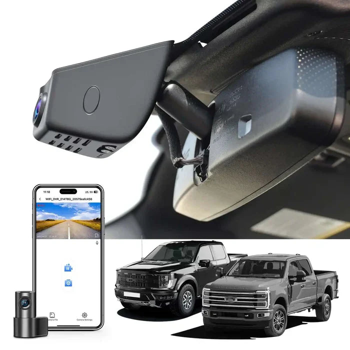 Front 4K and rear 1080P Ford dash cam with discreet OEM style mount