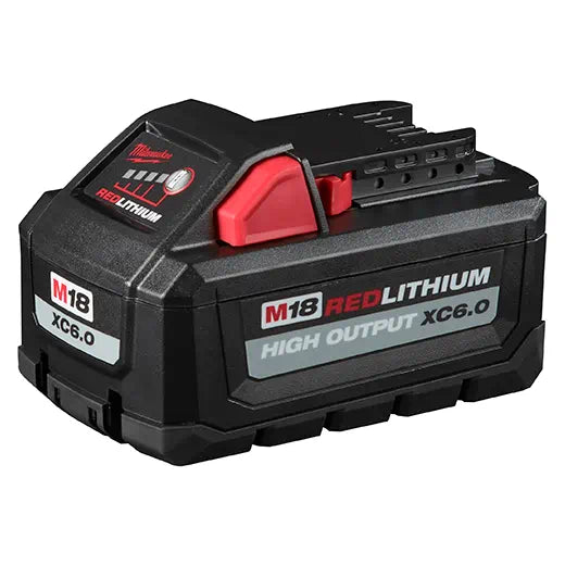 Milwaukee 48-11-1865 M18 REDLITHIUM High Output XC6.0 Battery Pack showcasing its durable design and advanced features for superior performance in heavy applications.