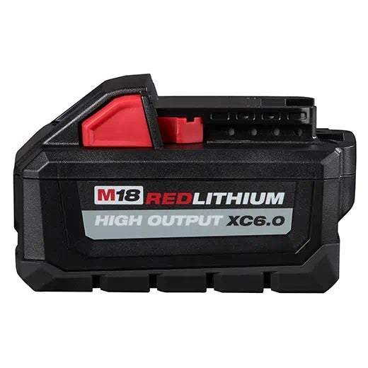 Milwaukee 48-11-1865 M18 REDLITHIUM High Output XC6.0 Battery Pack showcasing its sleek design and advanced features for maximum cordless tool performance.
