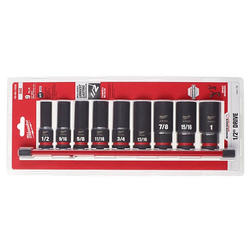 Milwaukee 49-66-7022 9 Piece SAE Deep 6 Point Impact Socket Set