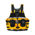 Yellow and black life vest with NRS logo on a white background
