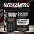 Close-up of Pitch Black Espresso Coffee, highlighting the rich, dark beans of this gourmet coffee blend.