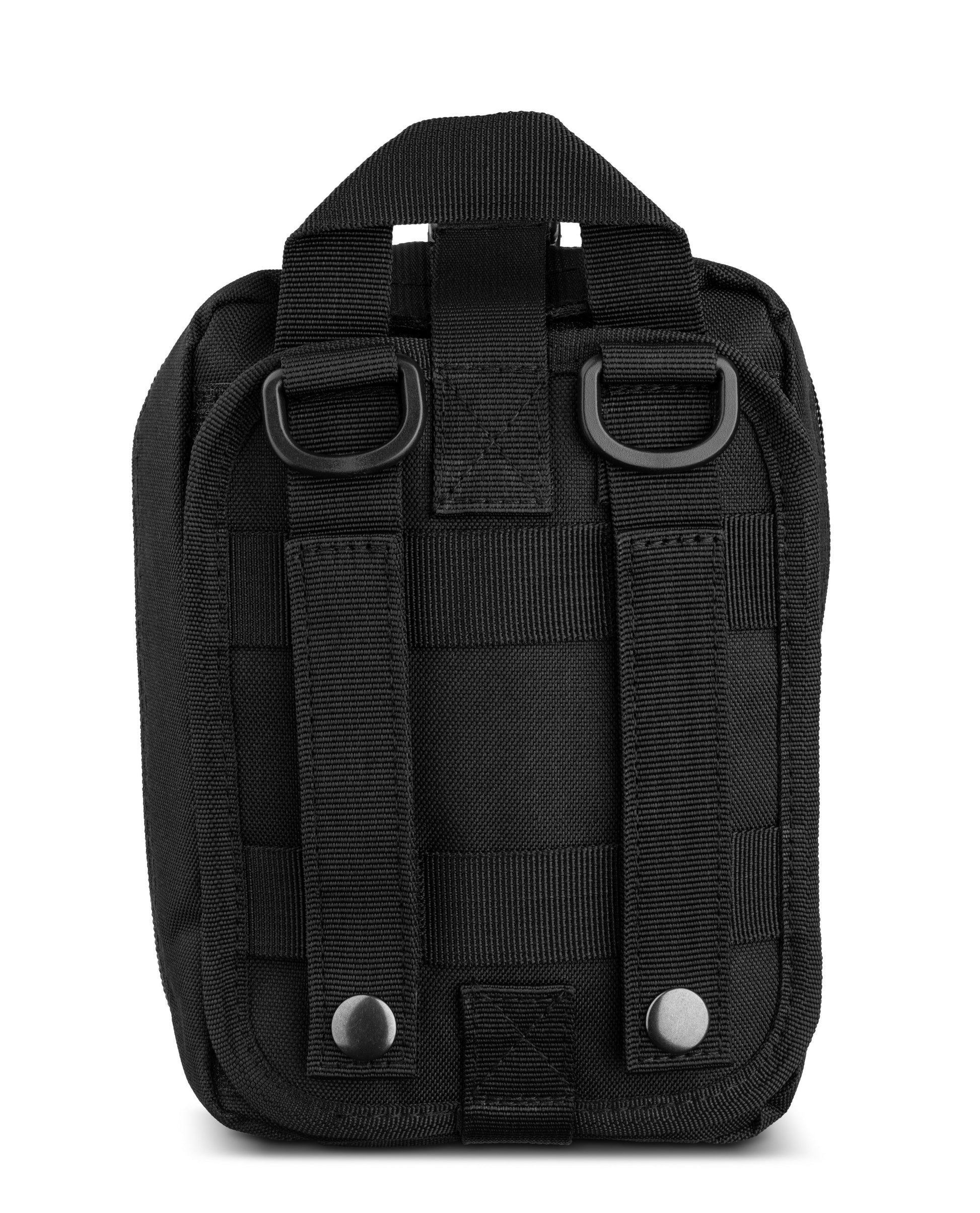 Contents of the Scherber Premium IFAK Kit Trauma Pack including tourniquets and chest seals laid out for easy access during emergencies.