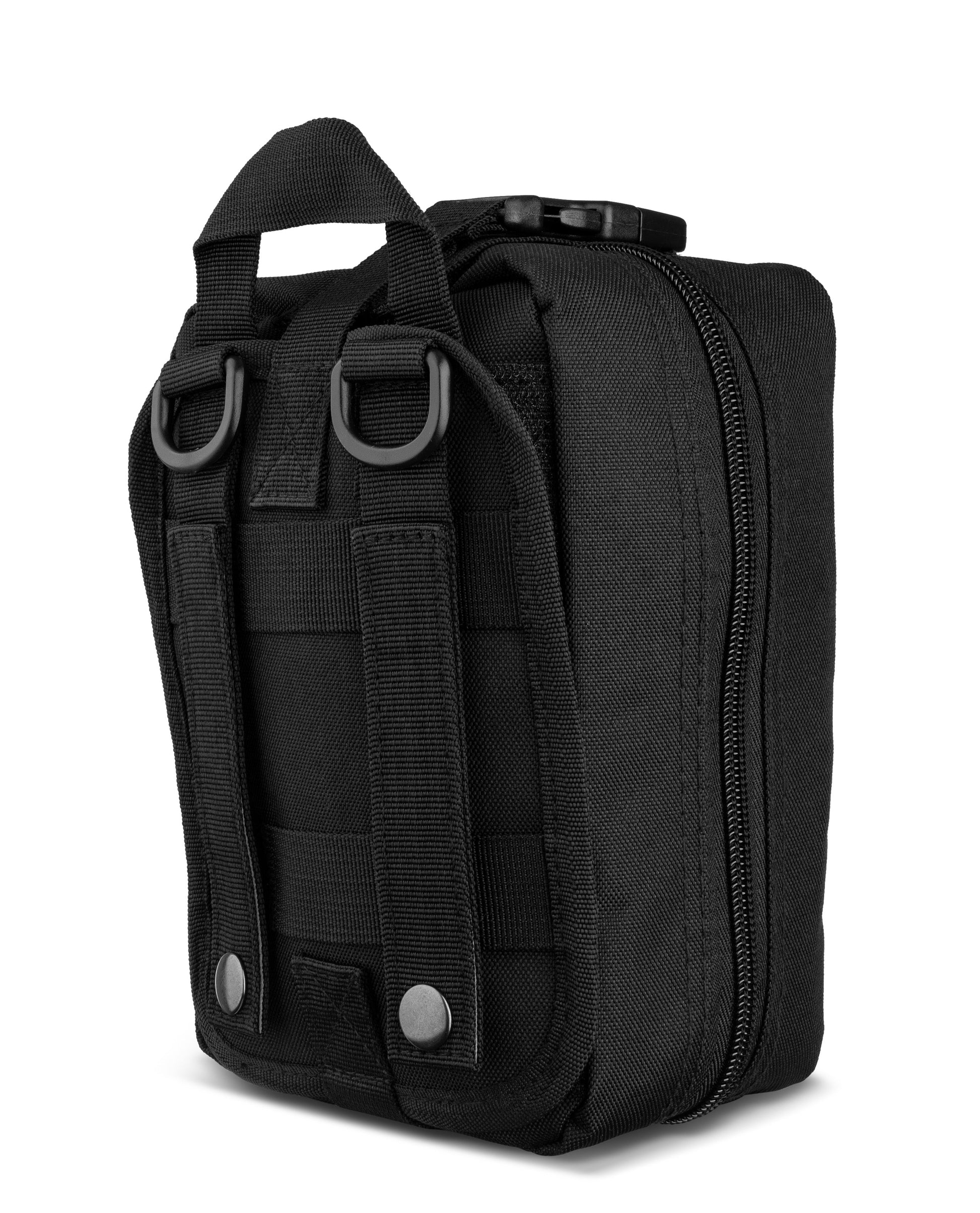 Close-up view of the durable MOLLE pouch of Scherber Premium IFAK Kit Trauma Pack - Fully Stocked.