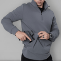 Front pocket style of the Durable Quarter Zip, enhancing its use in concealed carry apparel.