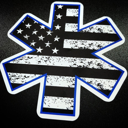 Star of Life B&W American Flag - Decal Chief Miller Apparel