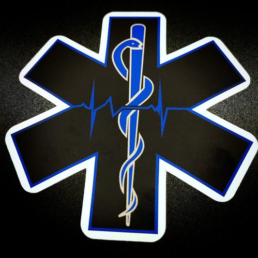 Star of Life Black & Blue Rod of Asclepius - Decal Chief Miller Apparel