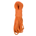 Coiled orange rope on a white background