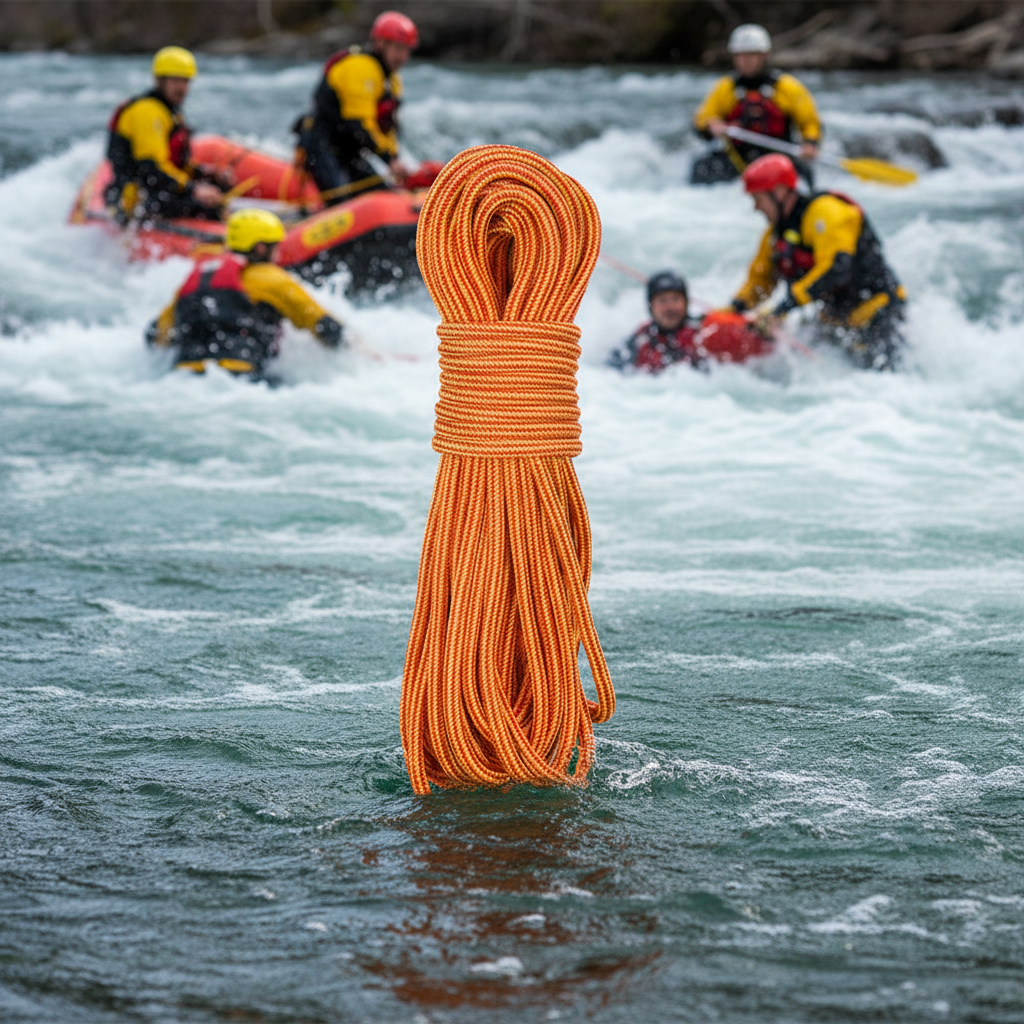 Coiled orange rope on a white background