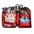 Scherber Public Access Bleeding Control Kit with bright red exterior, labeled for quick identification in emergencies.