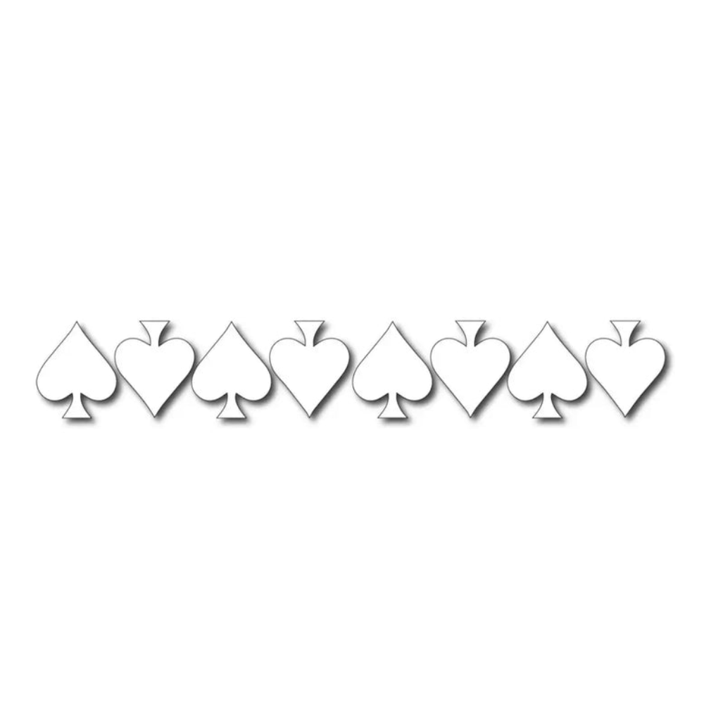 WHITE REFLECTIVE ACE OF SPADE HELMET DECAL 8 PACK