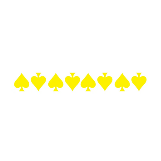 YELLOW REFLECTIVE ACE OF SPADE HELMET DECAL 8 PACK