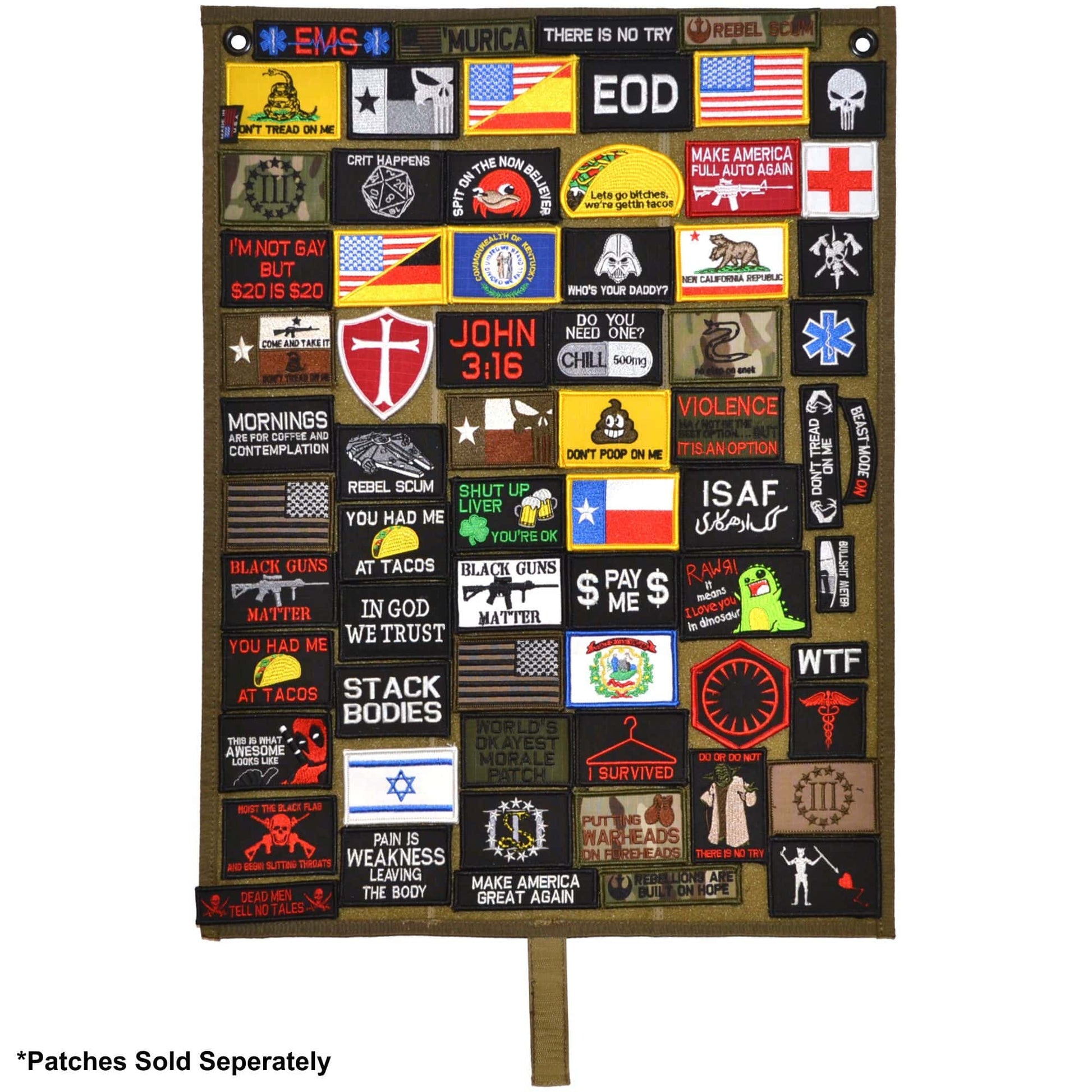 Casual shot of Tactical Patch Mat featured with accessories in an outdoor environment.