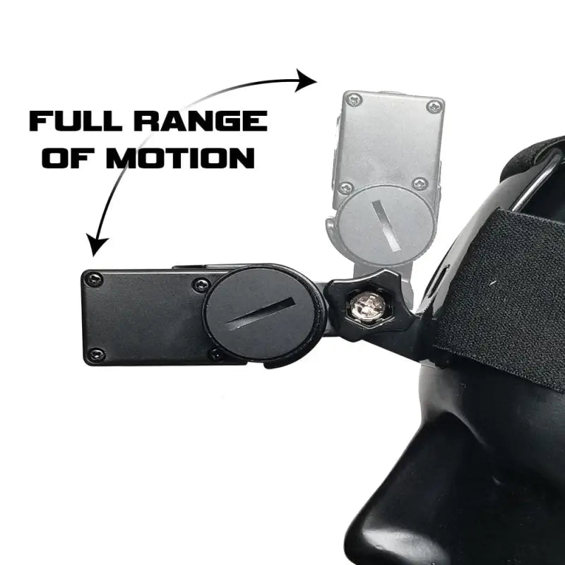 Adjustable mounting bracket showcases full motion for Explorer HL-10 Red IR Headlamp