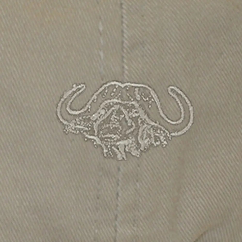 Adjustable Twill Cap with Embroidered Buffalo Logo - Khaki - Chief Miller Apparel