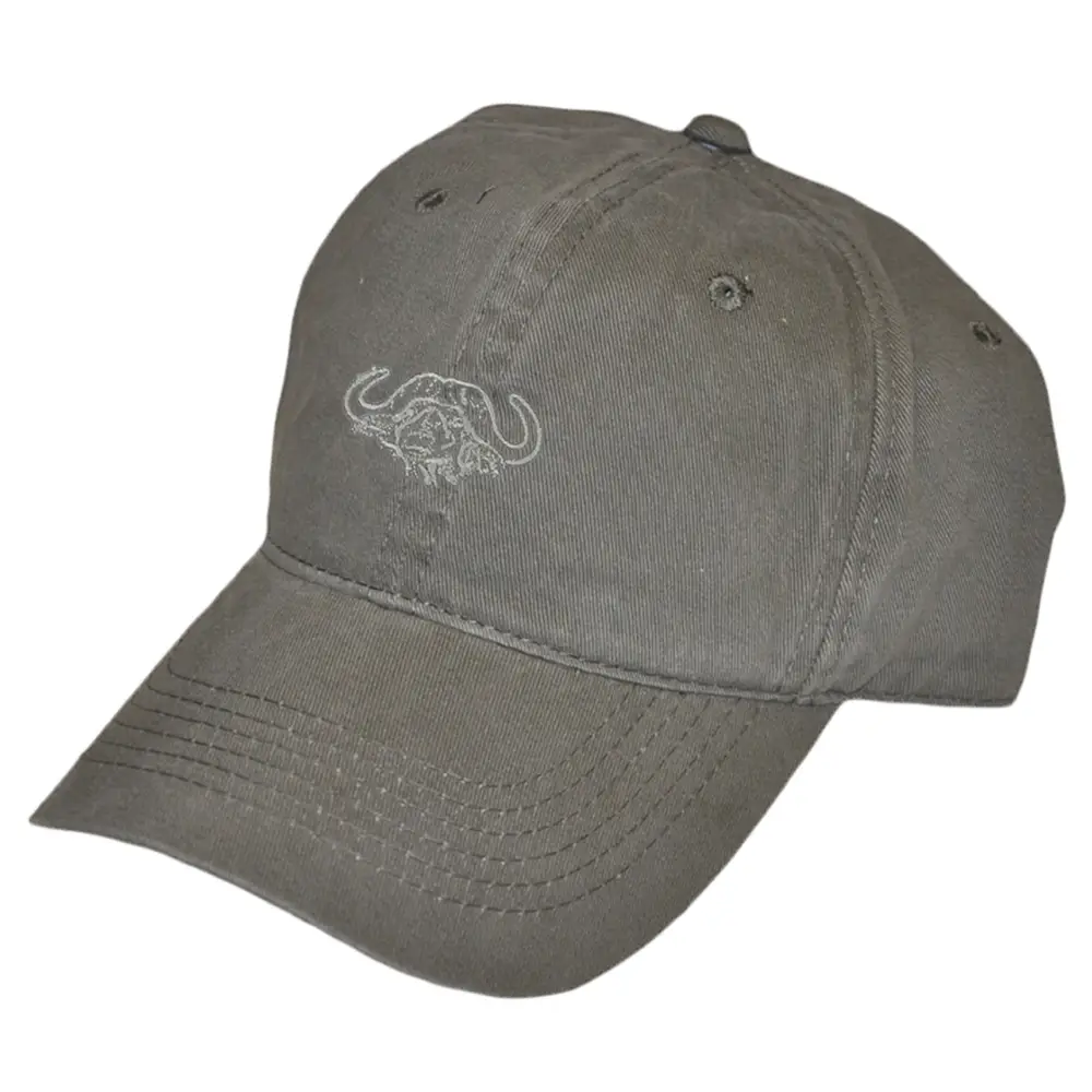 Adjustable Twill Cap with Embroidered Buffalo Logo - Olive - Chief Miller Apparel