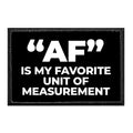 Black removable patch with white text for Velcro loop surface, quick style accessory