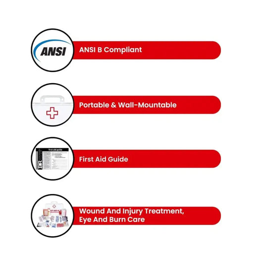 First aid kit features for first responders firefighters and police in the Basic ANSI First Aid Kit Class B