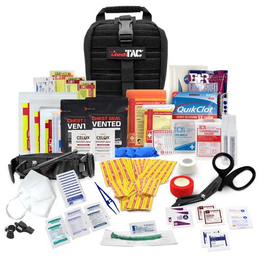 Small Rip-Away Tactical Trauma Kit with medical supplies for first responders, firefighters, police