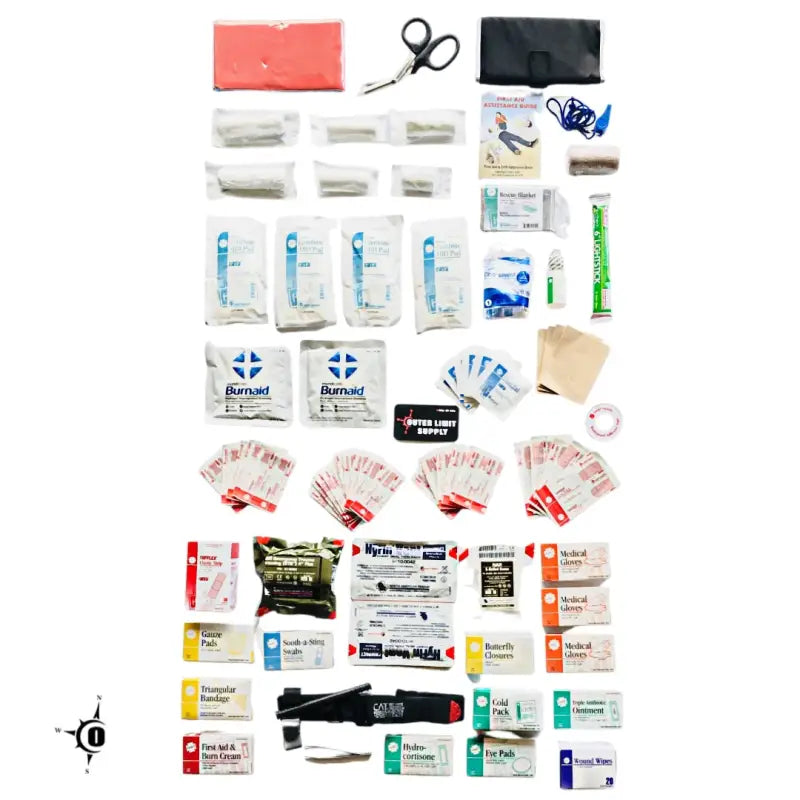 First aid kit with organized medical supplies like rolled gauze in 6000 Series Supply Refill Pack