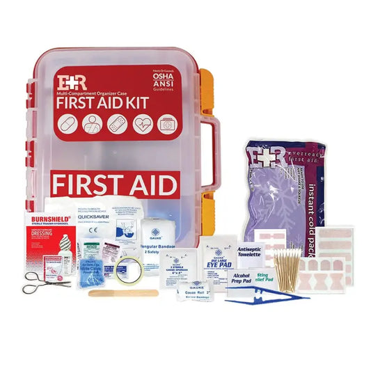 First aid kit with supplies for first responders, firefighters, and police emergencies